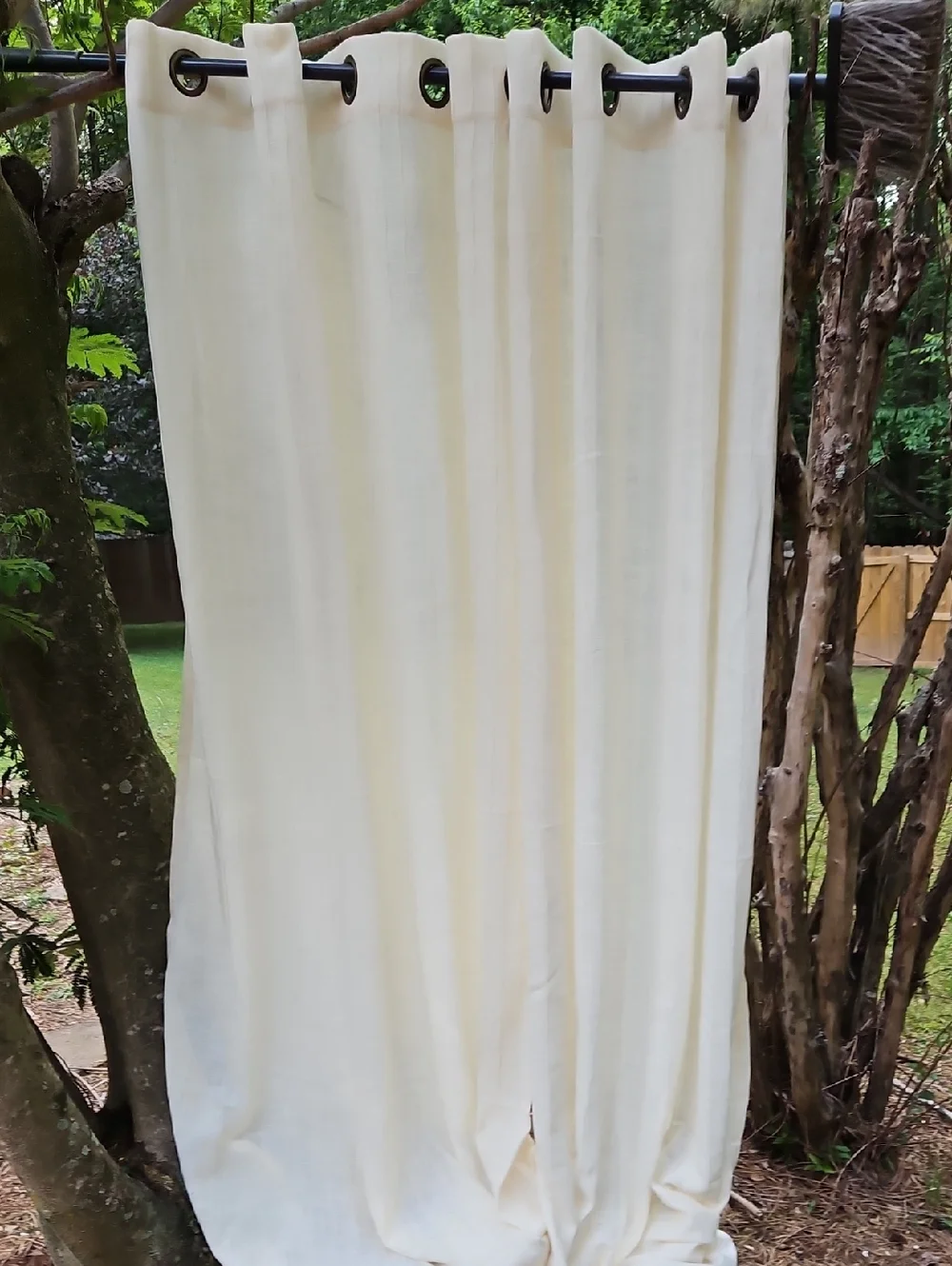 B.SMITH  WITH STYLE  2 Pieces Ivory Linen Look Textured Curtain Each Panel 50X84